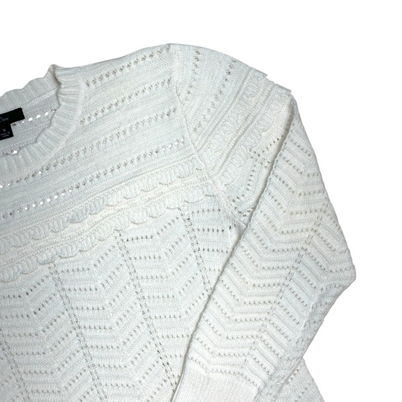 J. Crew White Scalloped Pointelle Lightweight Sweater Womens S - Picture 3 of 9